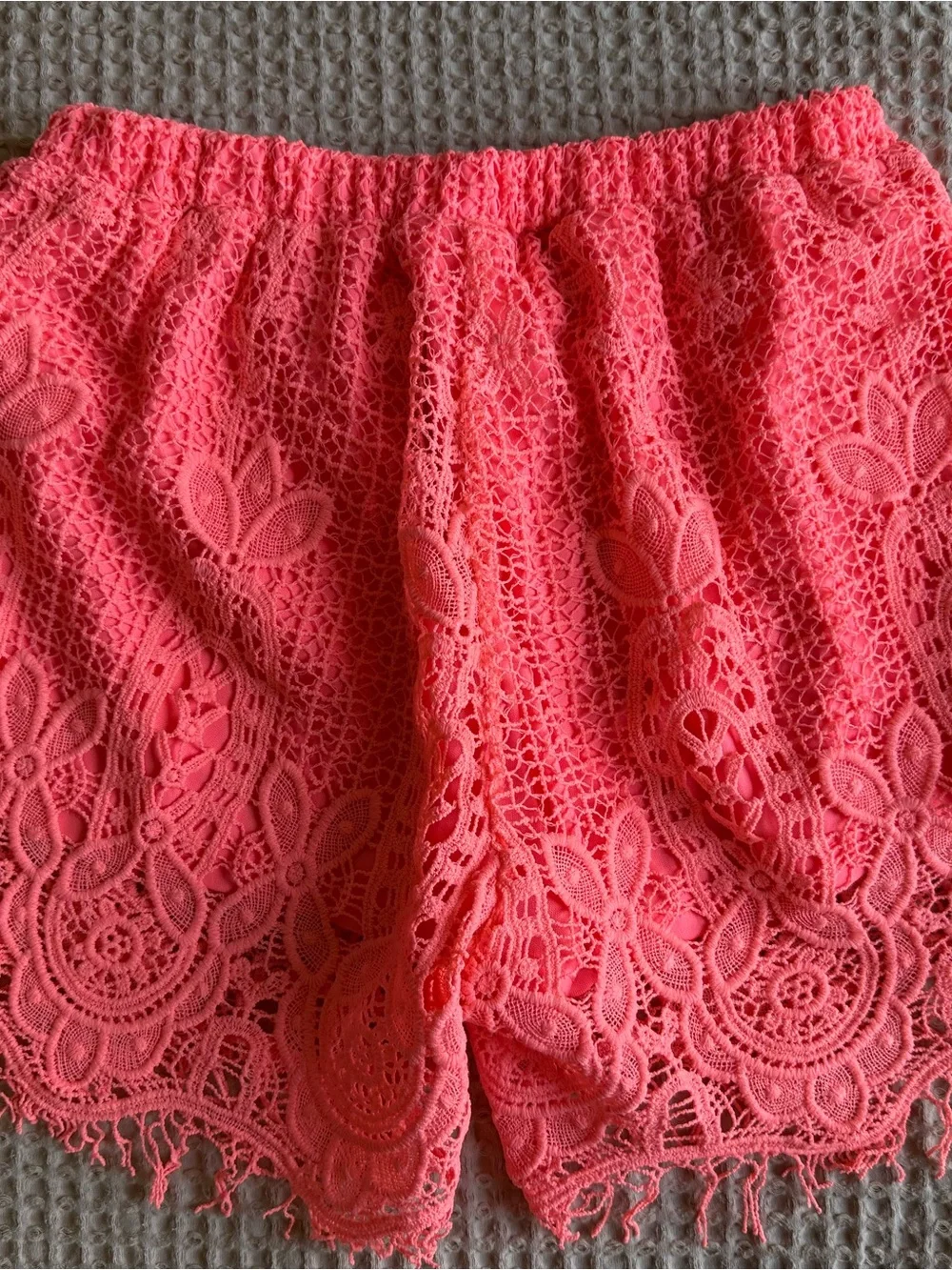Alya Pink Crochet Lace Drawstring Shorts size Small